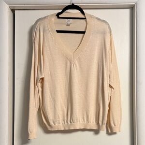 A New Day Soft Cream semi sheer V-Neck Sweater